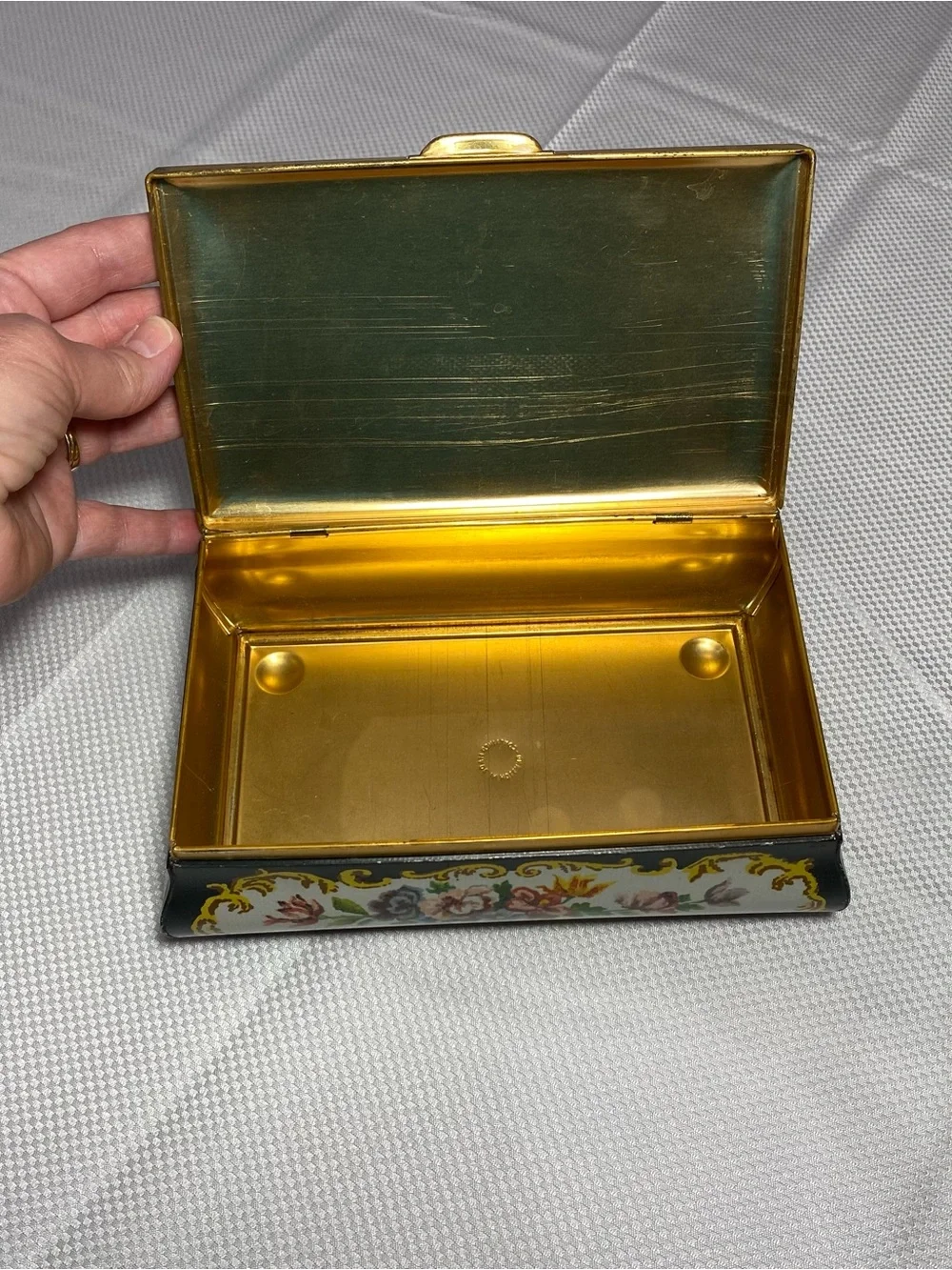 Trinket Box Floral Enamel with Gold Trim from Holland
